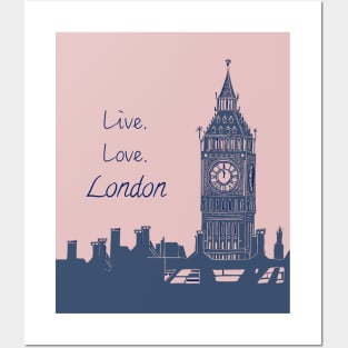 Live Love London Quote Big Ben Linocut Posters and Art